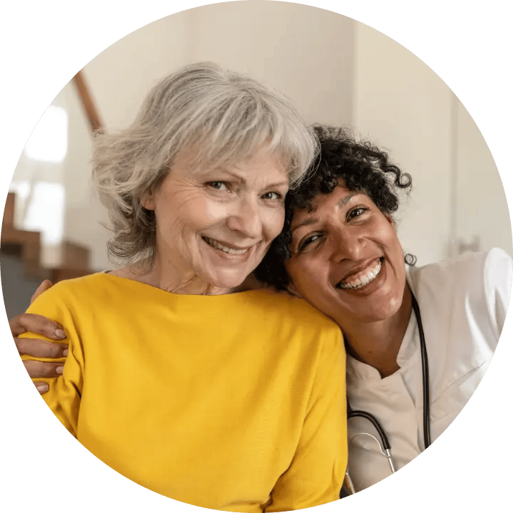 Smiling patient with a smiling doctor